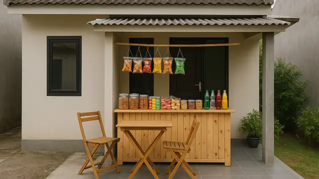 Rumah Tipe 21 dengan Toko di Depannya (created by AI)