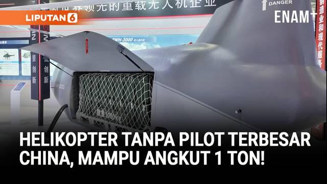 China memamerkan helikopter tak berawak FWH-3000 di ajang China International Fair for Trade in Services (CIFTIS) 2025 di Beijing.

Helikopter drone ini mampu membawa muatan hingga 1 ton atau setara dengan 6 orang pasien, dengan waktu terbang 5–6...