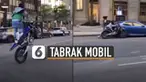 Ia kehilangan keseimbangan saat melakukan atraksi hingga menabrak sebuah mobil yang terparkir di pinggir jalan.