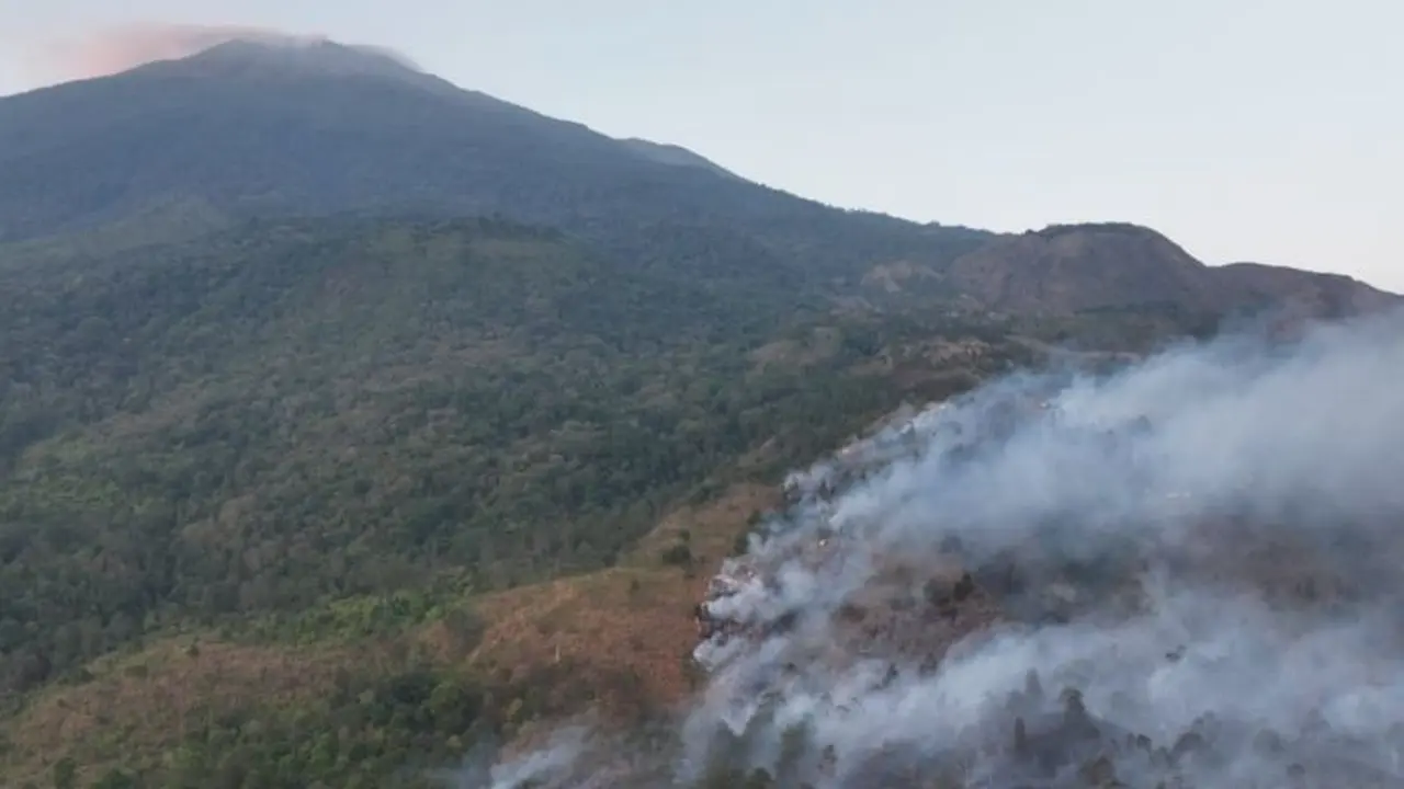 Kebakaran Gunung Ceremai. (foto antara).