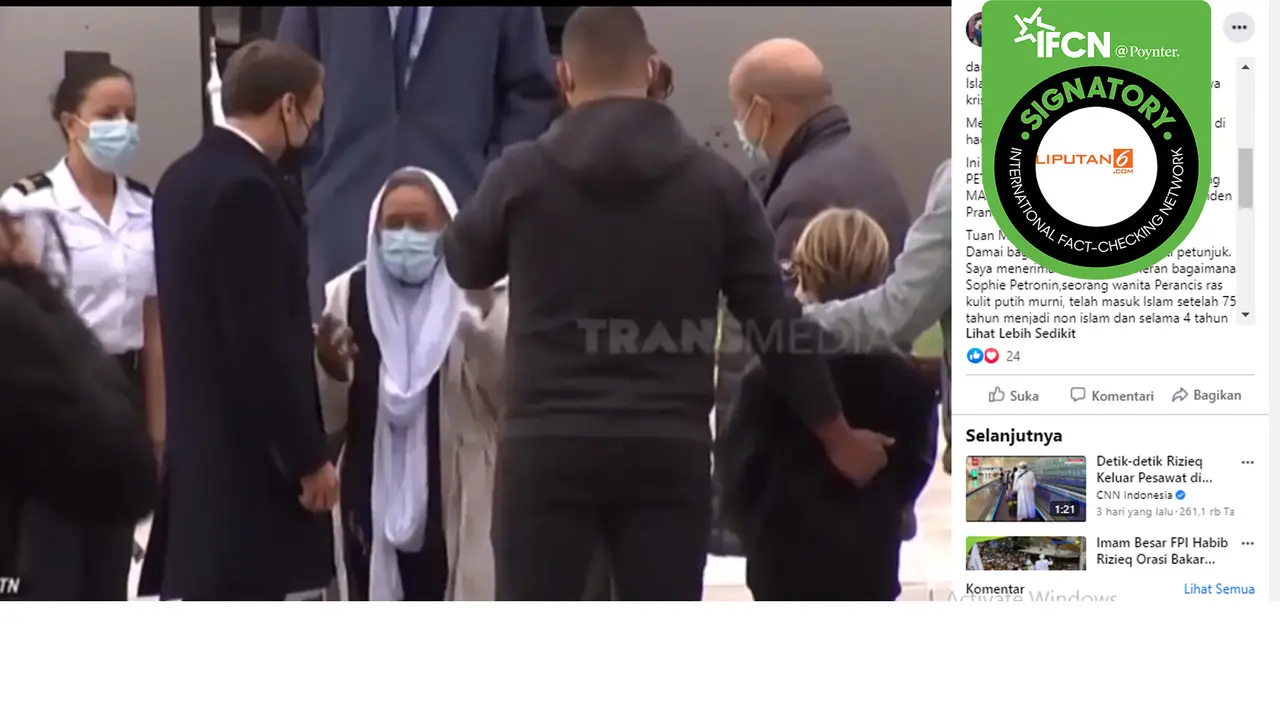 Hoaks pesan Shopie Petronin mengirim pesan bernada kritik ke Presiden Prancis, Emmanuel Macron.