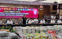 Penampakan Barang Bukti Narkoba Berton-ton Hasil Pengungkapan Polri Dipamerkan di Depan Para Menteri