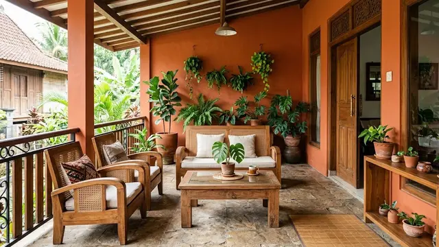 12 Warna Cat untuk Teras yang Banyak Menggunakan Furnitur Kayu, Hadirkan Kesan Natural