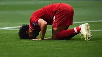 Sebuah penelitian yang dilakukan Universitas Stanford menyebut angka Islamphobia di Merseyside, Liverpool, menurun 18,9 persen sejak kehadiran Mohamed Salah. (AFP/Gabriel Bouys)