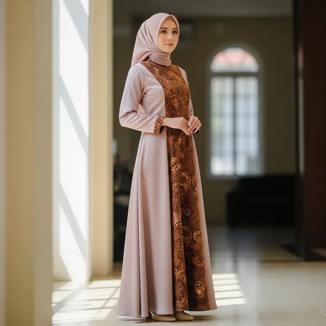 9 Model Gamis Batik Satin Dove yang Tidak Terlalu Mengkilap, Elegan Tanpa Kilau Berlebihan