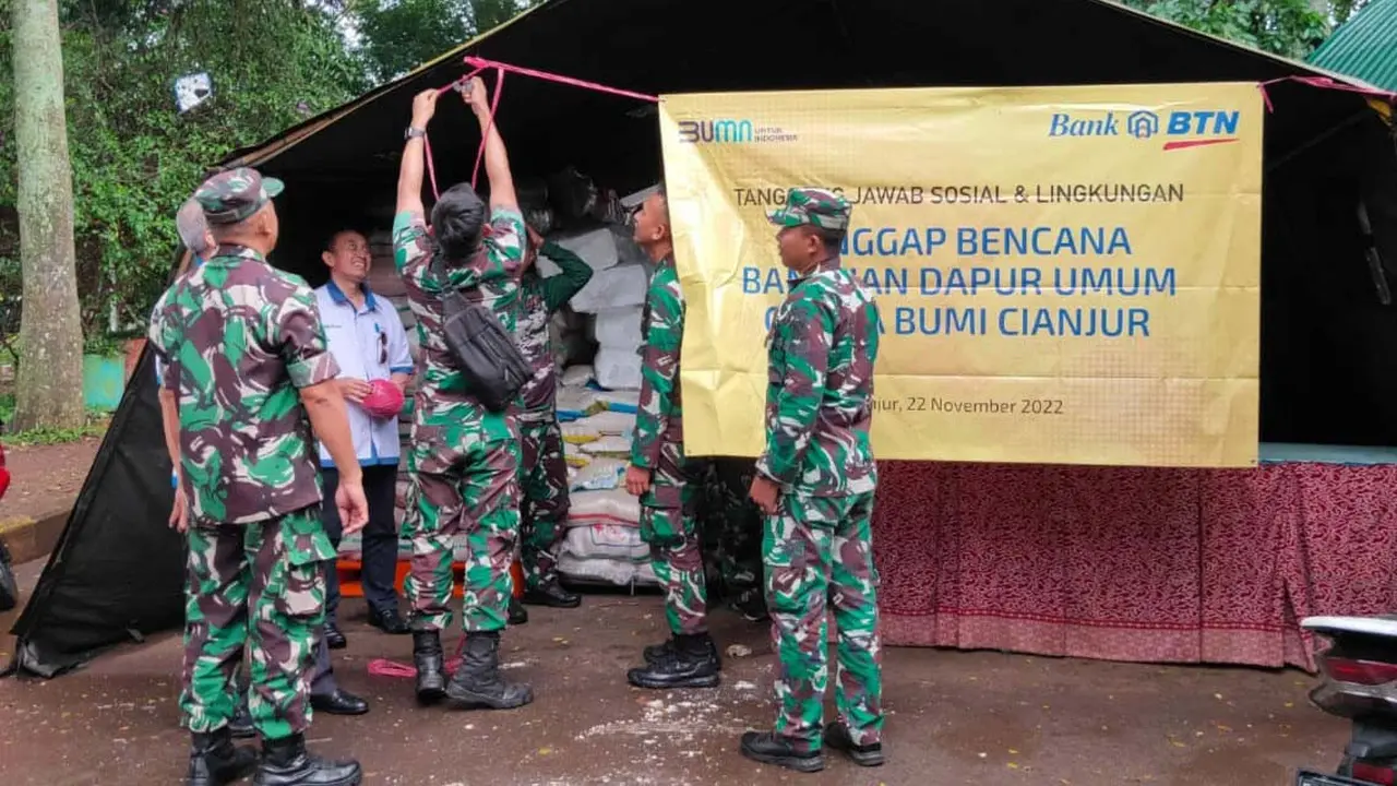 Bersama TNI, BTN Dirikan Posko Tanggap Bencana dan Dapur Umum