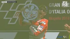 Pembalap Ducati, Jorge Lorenzo, memenangi balapan MotoGP Italia di Sirkuit Mugello, Minggu (3/6/2018). Sementara itu, Valentino Rossi turut naik podium setelah finis di posisi ketiga.