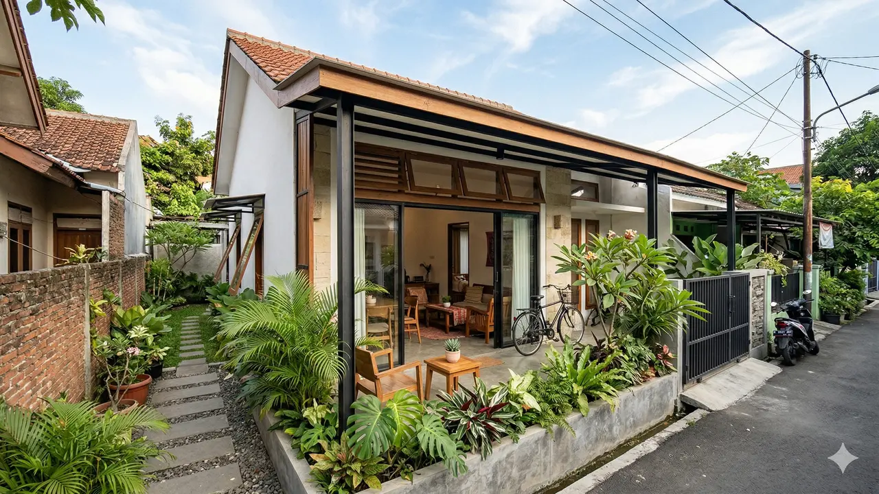 Rumah Kecil 1 Lantai Ventilasi Silang untuk Lahan Sempit (Foto: Gemini AI)