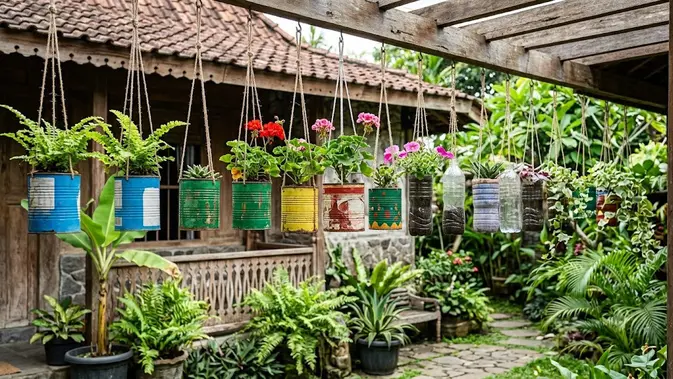 Mengubah Limbah Rumah Tangga Jadi Taman Gantung Unik dan Estetik Kekinian