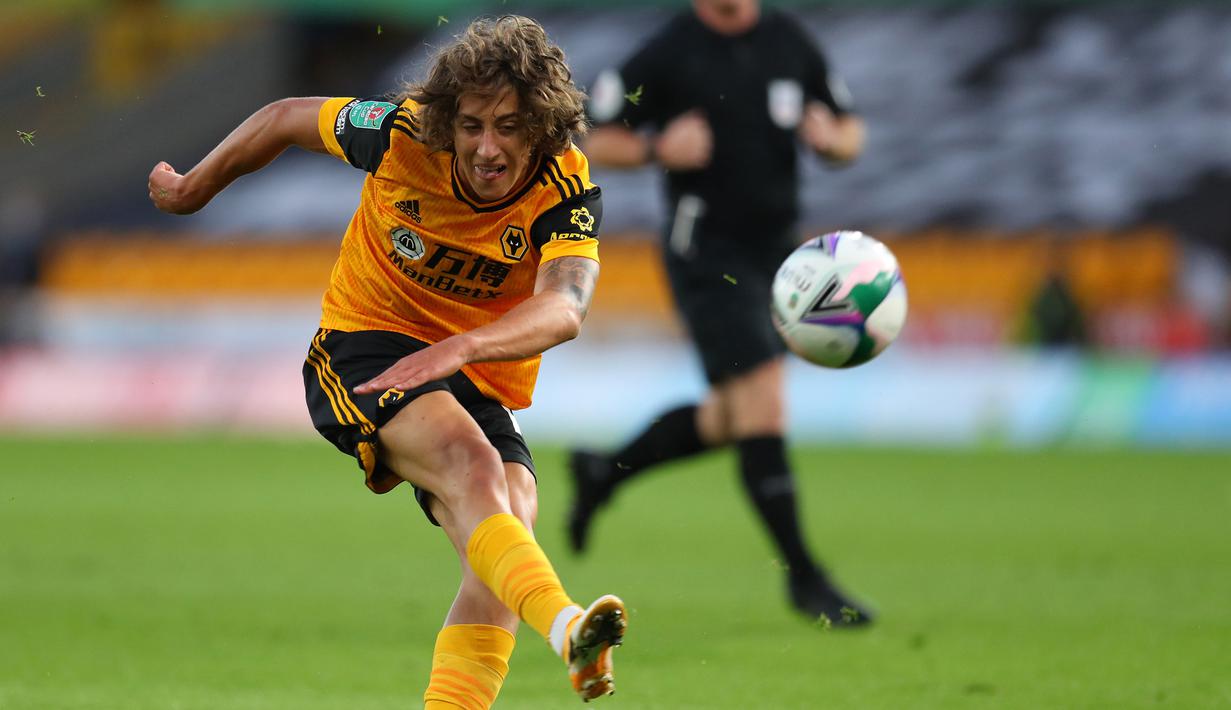 3. Fabio Silva (Wolverhampton) - Penyerang berusia 17 tahun ini menjadi rekrutan anyar Wolverhampton pada musim ini. Fabio Silva disebut-sebut sebagai next Cristiano Ronaldo. (AFP/Catherine Ivill/pool)