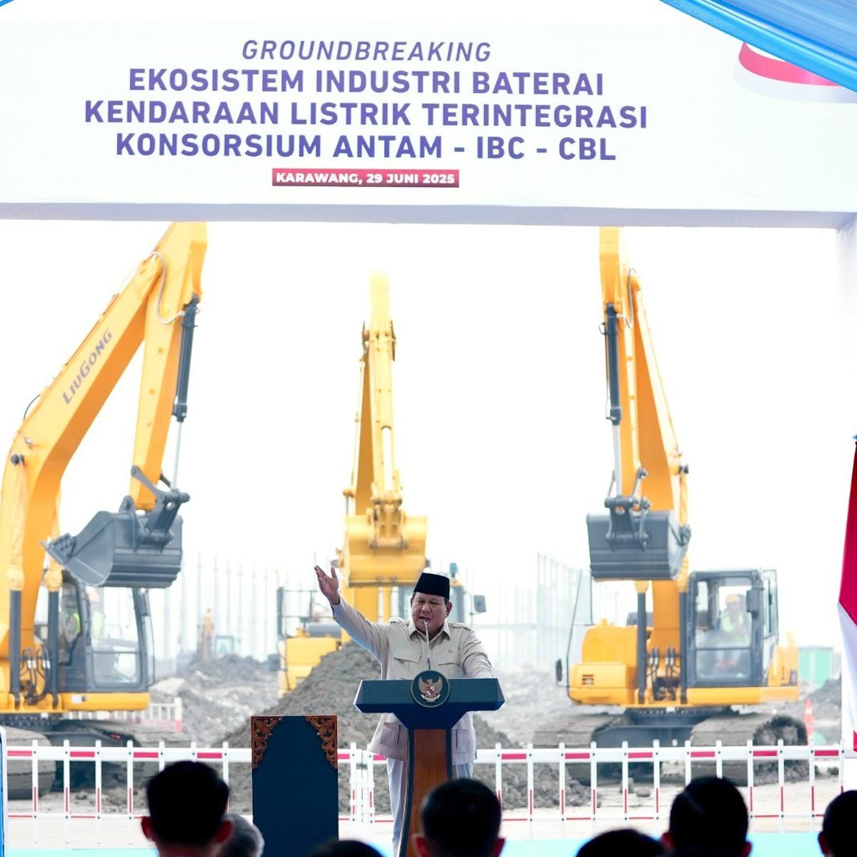 Presiden Prabowo Subianto meresmikan groundbreaking ekosistem industri baterai kendaraan listrik