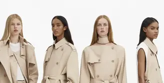 Tak hanya menampilkan kreasi penuh warna dan kasual, Burberry juga menampilkan kreasi ikonis-nya yakni trench coat. (Dok/Burberry).