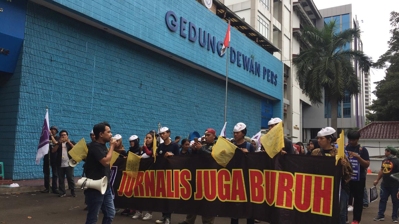 Aliansi Jurnalis Independen atau AJI kembali turun dalam May Day 2019 di Jakarta.