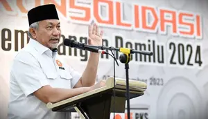 Presiden Partai Keadilan Sejahtera (PKS) Ahmad Syaikhu menghadiri Konsolidasi Pemenangan Pemilu 2024 DPD PKS se Cirebon Raya di Kota Cirebon. (Foto: Dokumentasi PKS).