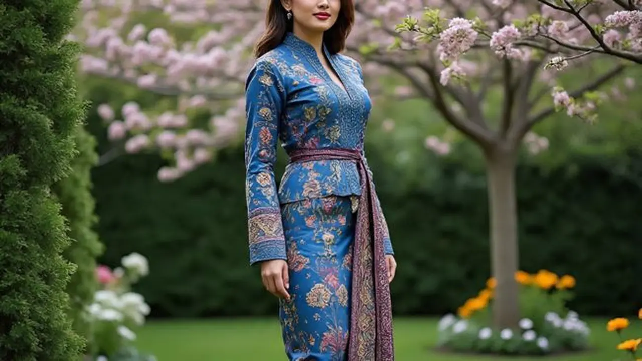 Model Baju Tenun Kombinasi Kain Polos (Sumber Gambar: Meta AI)
