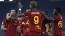 Pada menit ke-54 AS Roma berbalik unggul 2-1 melalui gol Tammy Abraham setelah menuntaskan umpan Nicolo Zaniolo. (AP/Alessandra Tarantino)