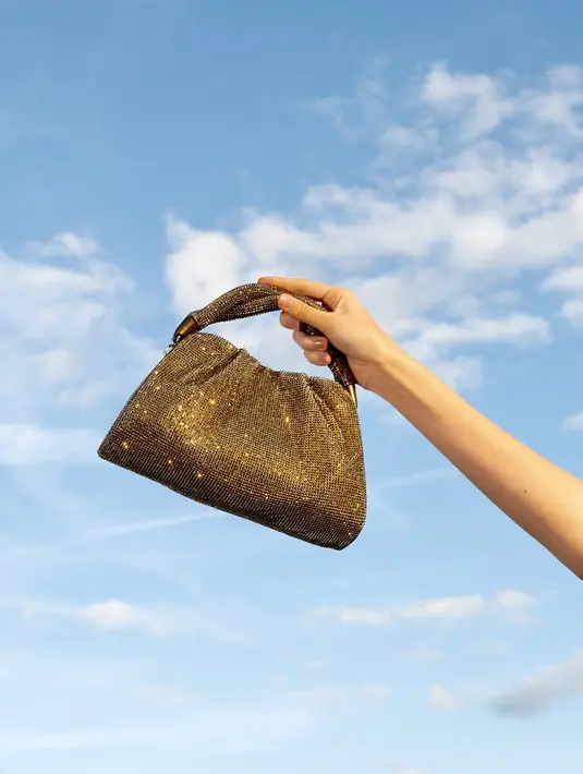 Tas ini dibuat dari Nappa atau kulit anak sapi yang lembut. Jaring yang dilalui rantai kristal baguette, seperti tali bahu tenunan tangan. Foto: Document/RODO.