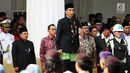 Presiden Jokowi memimpin upacara Hari Lahir Pancasila di Gedung Pancasila, Jakarta, Kamis (1/6). Dalam pidatonya presiden Jokowi mengajak seluruh elemen untuk tidak pernah berhenti mengamalkan nilai-nilai Pancasila. (Liputan6.com/Angga Yuniar)