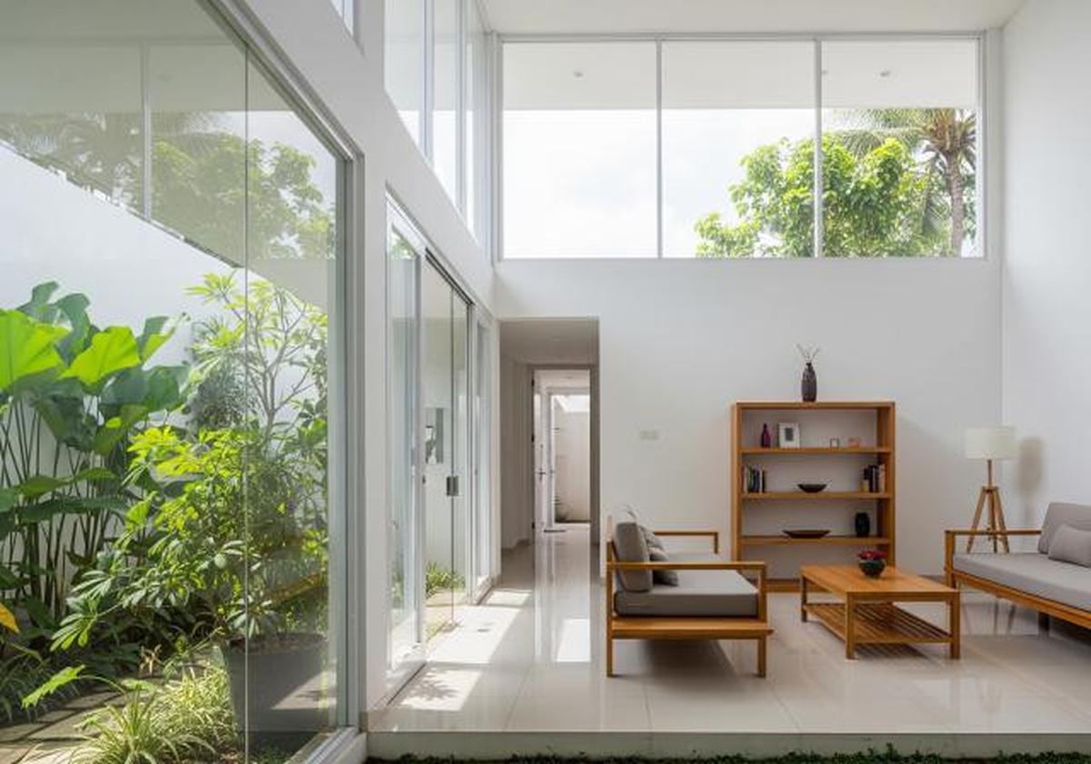 Maksimalkan Jendela Besar dan Pintu Kaca Geser/Ide Tata Ruang Rumah Kecil Tanpa Sekat dengan Pencahayaan Alam (Sumber: gemini.com)