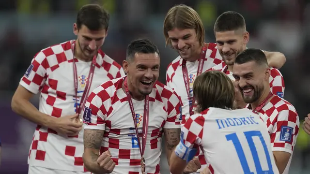 Foto: Momen Kemeriahan dan Kebahagiaan Pemain Kroasia Rayakan Peringkat Ketiga Piala Dunia 2022