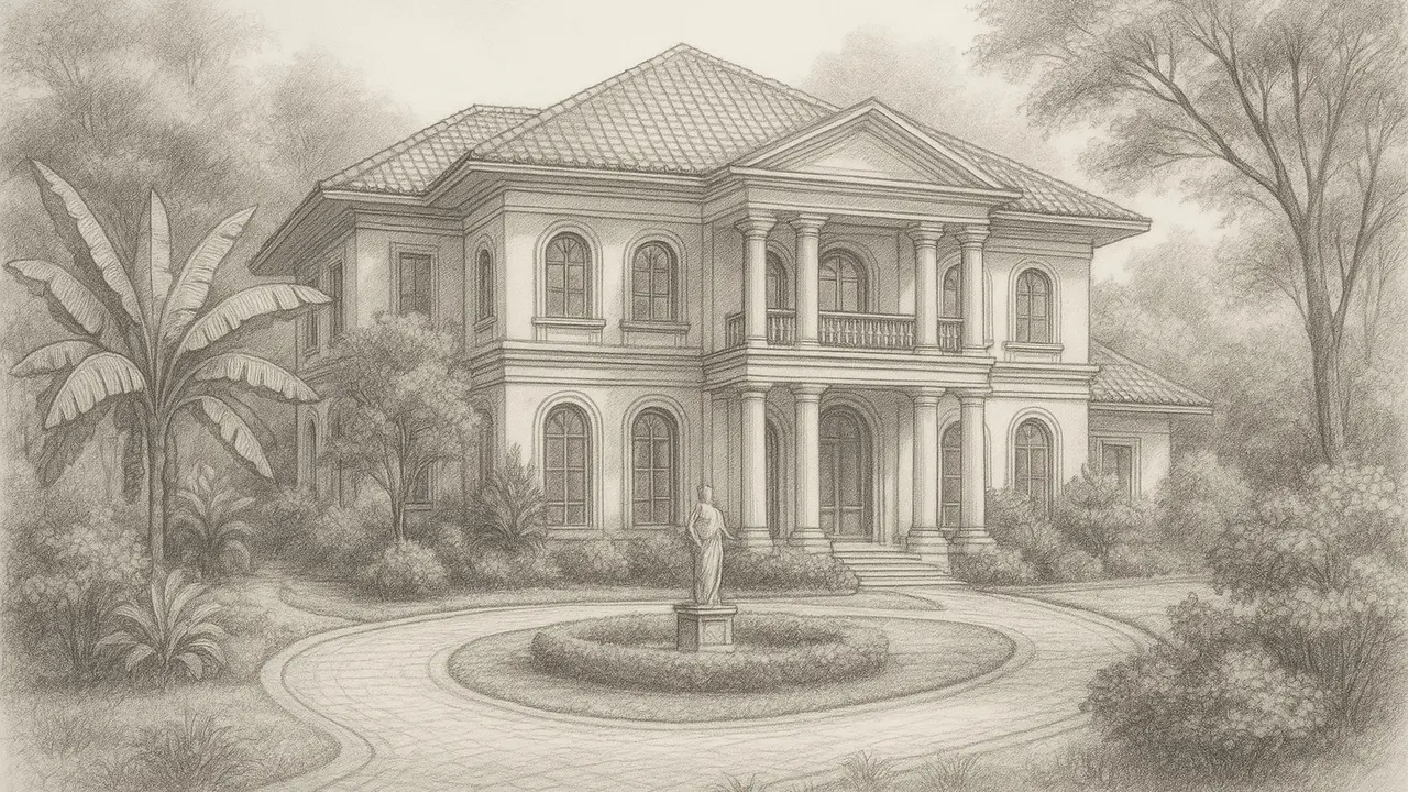Gambar Sketsa Rumah Mewah bergaya Eropa/via ChatGPT