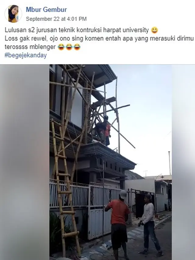cara unik tukang bangunan kerja