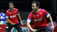 Mohammad Ahsan/Hendra Setiawan di Perempat Final Kejuaraan Bulutangkis Beregu Asia 2020. (PBSI)