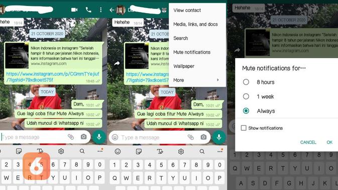 Cara mute chat selamanya di WhatsApp (Liputan6.com/ Agustin Setyo W)