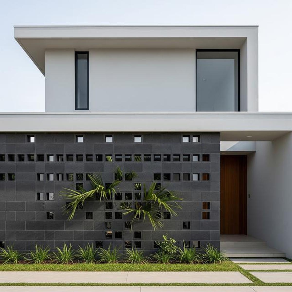 7 Gambar Rumah Minimalis Tampak Depan dengan Kombinasi Dinding Roster, Elegan dan Fungsional