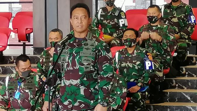 Kepala Staf TNI Angkatan Darat (KSAD) Jenderal TNI Andika Perkasa Saat Memberikan Konferensi Pers Terkait Penyerangan Polsek Ciracas. (foto: Dokumentasi Mabes AD).