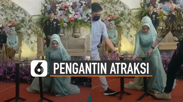 VIDEO: Keren, Mempelai Wanita Lakukan Atraksi Patahkan Besi di Resepsi Pernikahan