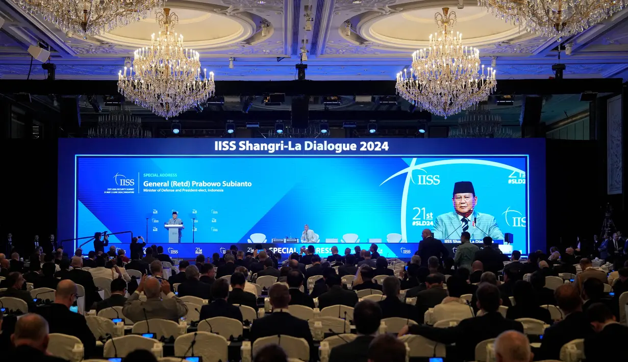 KTT Shangri-La Dialogue merupakan forum tahunan antar pemimpin dan pejabat tinggi pertahanan di tingkat regional maupun global. (AP Photo/Vincent Thian)