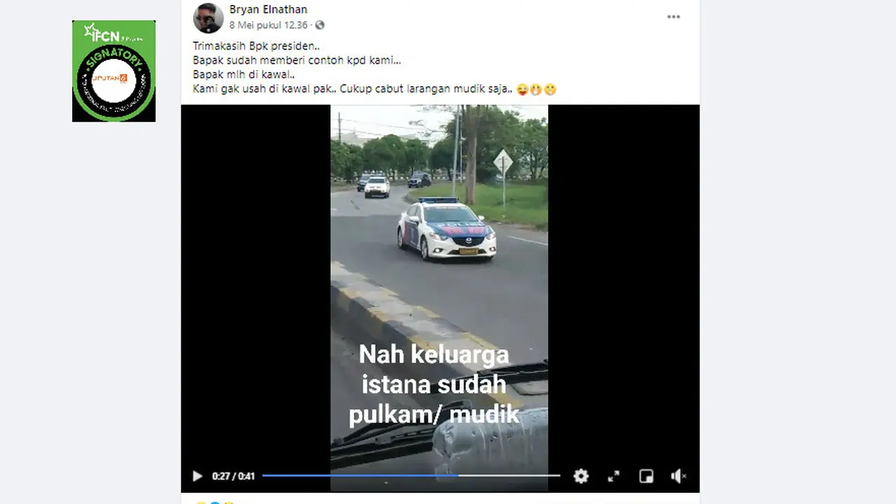Cek Fakta Liputan6.com menelusuri klaim video rombongan presiden mudik
