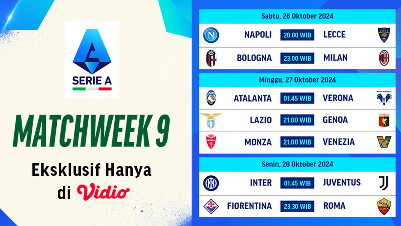 Jadwal Serie A 2024/2025 Matchweek 9