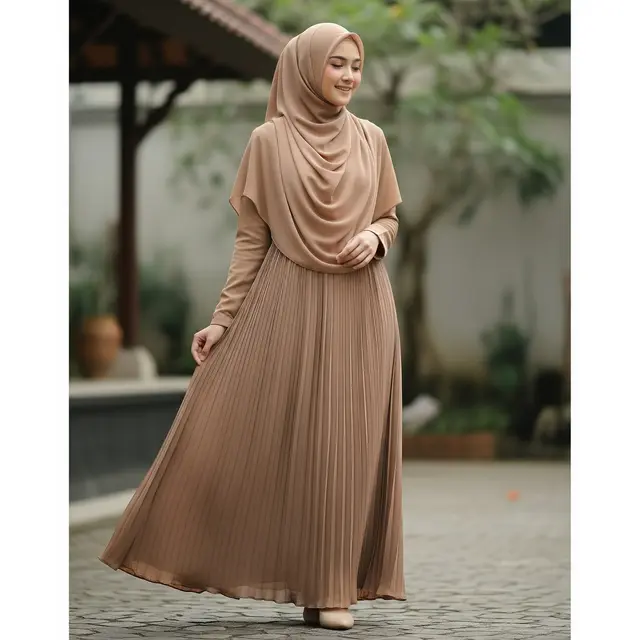 9 Model Gamis yang Menyamarkan Perut Buncit, Tampil Percaya Diri
