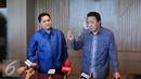 Garibaldi Thohir dan Erick Thohir memberikan keterangan kepada awak media usai menyerahkan laporan data aset kepada Kepala Kanwil DJP Wajib Pajak Besar, Jakarta, Rabu, (14/9). (Liputan6.com/Angga Yuniar)