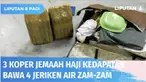 Terdapat tiga koper milik jemaah haji asal embarkasi Jakarta-Bekasi, terpaksa dibongkar karena diketahui membawa empat jeriken air zam-zam. Padahal, ketiga koper tersebut sebelumnya sudah melalui pemeriksaan sinar x di Bandara King Abdul Aziz, Jeddah...