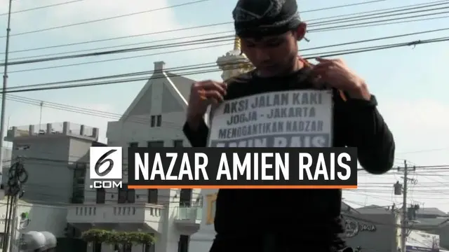 Lilik Yuliantoro (29) pemuda asal Blora, Jawa Tengah, rela berjalan kaki dari Yogyakarta ke Jakarta demi menggantikan Nazar Amien Rais.
