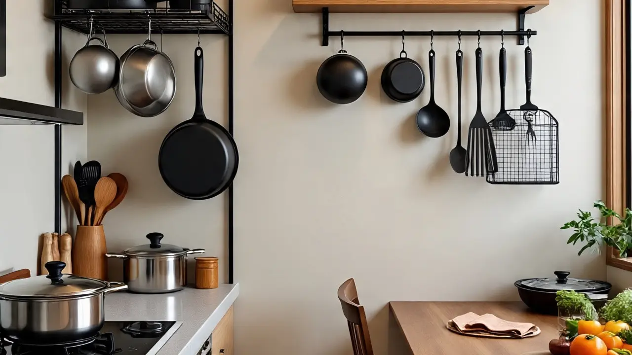 Dapur Rumah Lahan Sempit Pakai Rak Besi Multifungsi
