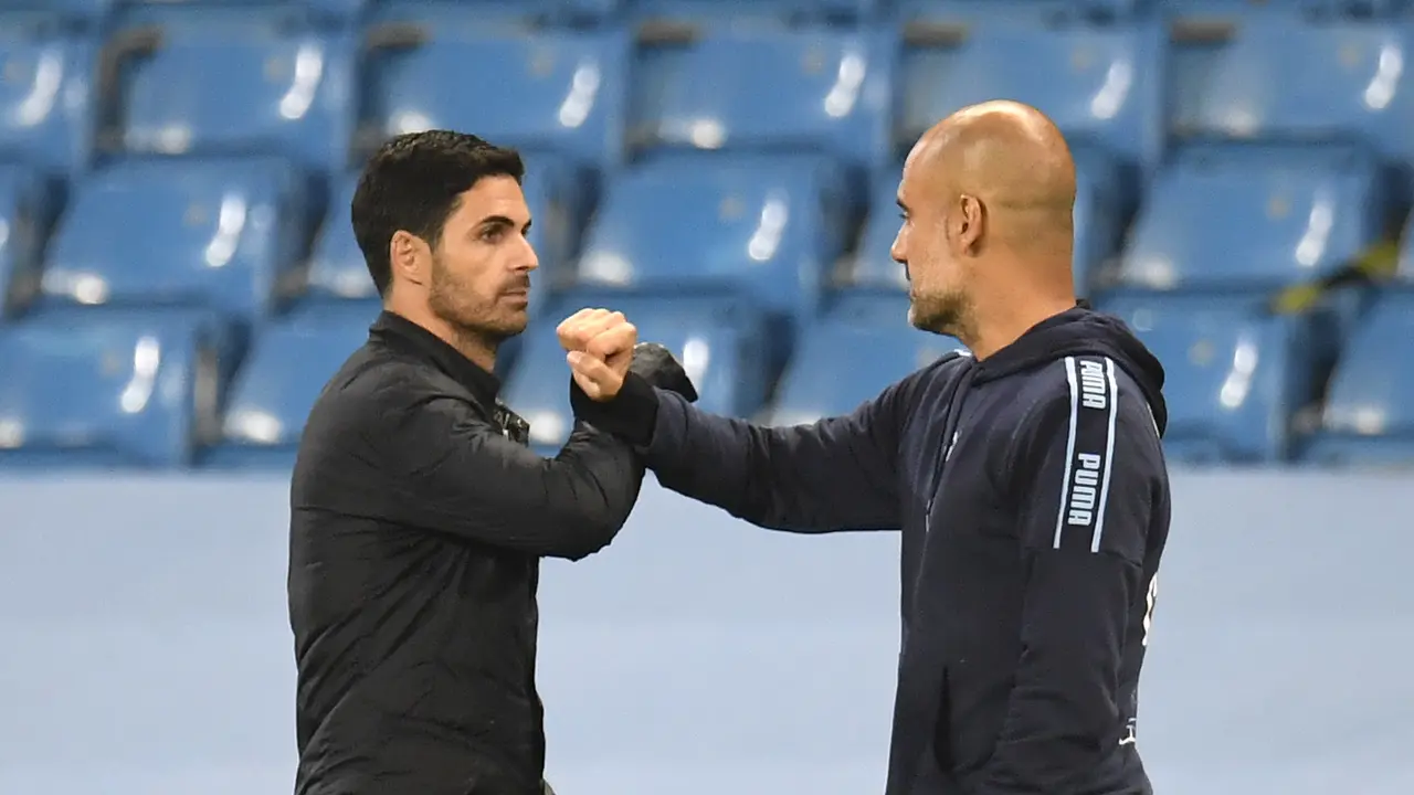 Pep Guardiola dan Mikel Arteta