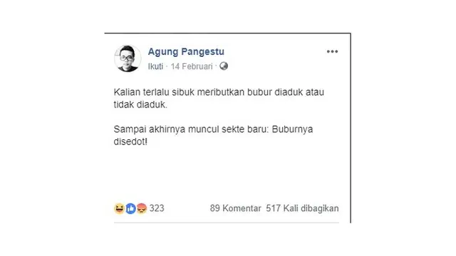 bubur ayam pakai sedotan