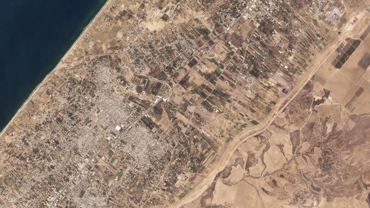 Citra satelit menunjukkan wilayah sekitar Koridot Netzarim yang dihancurkan total oleh Israel.