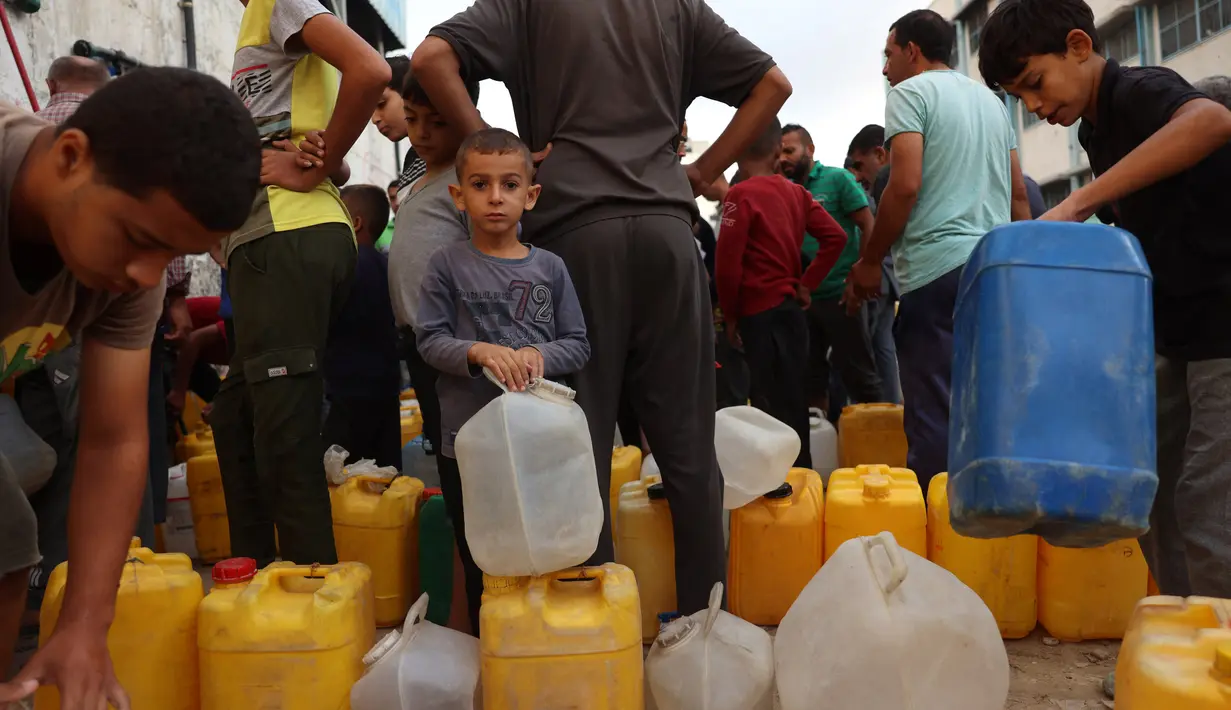 Kondisi pengungsi Palestina di Khan Yunis Gaza Selatan semakin memprihatinkan. (BASHAR TALEB/AFP)