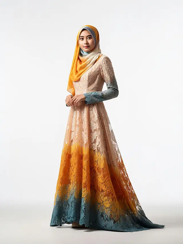 Gamis Potongan Princess Kombinasi Brukat