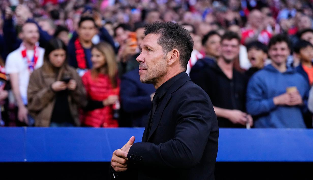 Simeone sejauh ini telah menyabet gelar bersama Ateltico Madrid termasuk dua trofi Liga Europa pada musim 2011/2012 dan 2017/2018 serta dua gelar Liga Spanyol pada musim 2013/2014 dan 2020/2021. (AP Photo/Manu Fernandez)