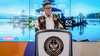 Menparekraf Sandiaga Uno menyampaikan pengumuman Indonesia terpilih sebagai tuan rumah peringatan puncak World Tourism Day ke-42 yang akan digelar di Bali pada 27 September 2022. (dok. Biro Komunikasi Publik Kemenparekraf)