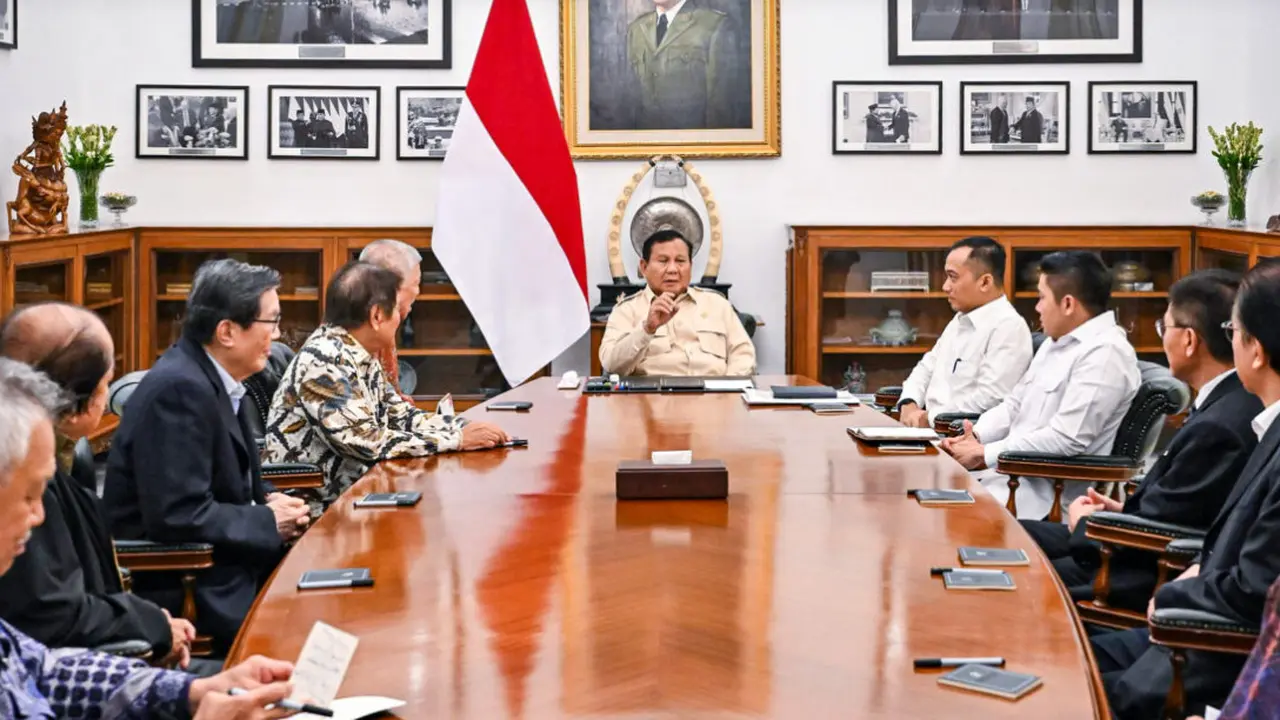 Presiden Prabowo Subianto menerima kehadiran delapan pengusaha besar di Istana Kepresidenan Jakarta pada Kamis, (6/3/2025). (Foto: BPMI Setpres)