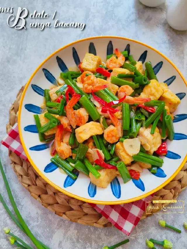 Tumis Bunga Bawang Udang Saus Tiram