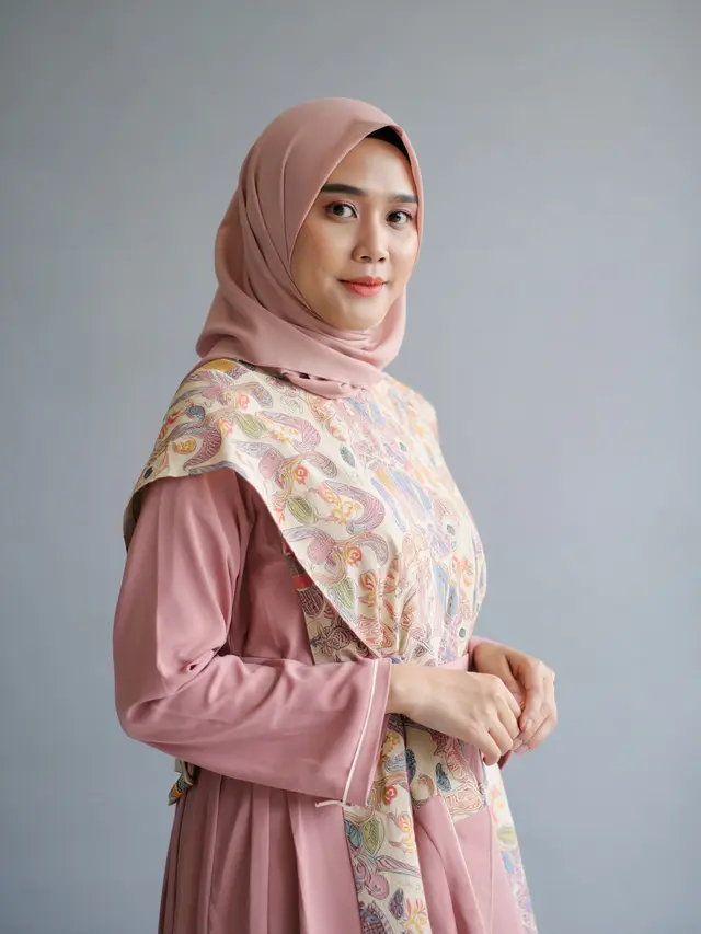 Gamis Draperi Kombinasi Batik Tulis