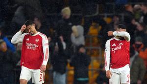 Namun, Arsenal gagal mempertahankan keunggulan skor pada babak kedua setelah dua gol dari Wolverhampton bersarang ke gawang mereka. (AP Photo/Dave Shopland)